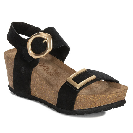 Yokono Women's Anchor Sandals Leather Black