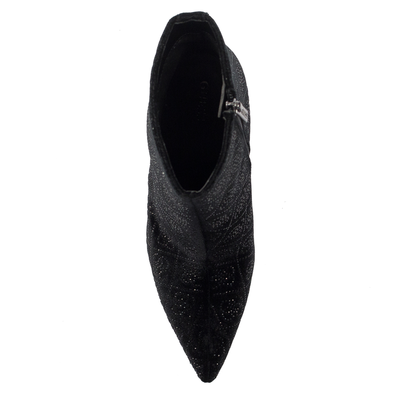 Guess welurowe botki na szpilce szpiczasty nosek czarne FL8HNFAB10 BLACK