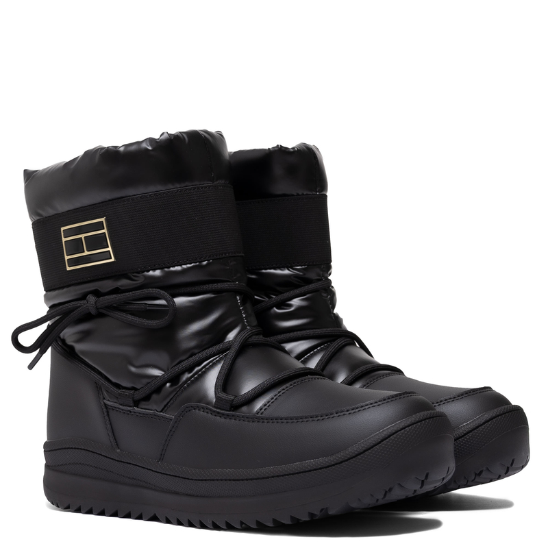 Tommy Hilfiger Zimowe Pikowane Śniegowce Z Zamkiem Czarny T3A5-34052-BLACK