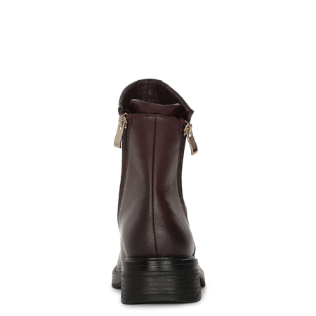 Maciejka Leather Double-Zip Ankle Boots Low Heel Burgundy A7159-23/00-7