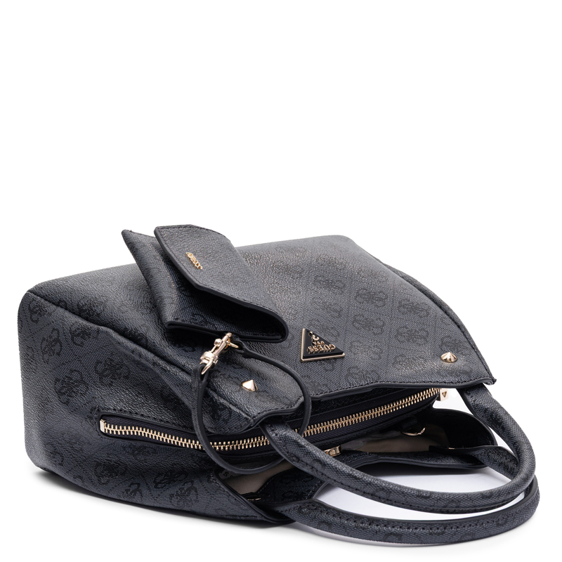 Guess Torebka Damska Czarna Z Monogramem Mała Do Ręki I Na Ramię Z Paskiem Oraz Etui HWSG2484220-BLACK