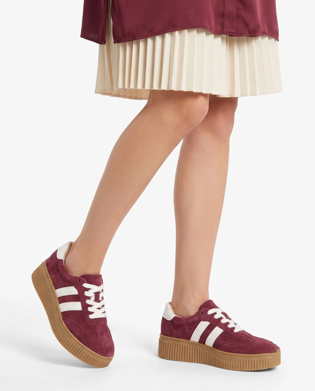 Filippo Comfortable Suede Platform Sneakers Deep Burgundy DP6776-26-BG