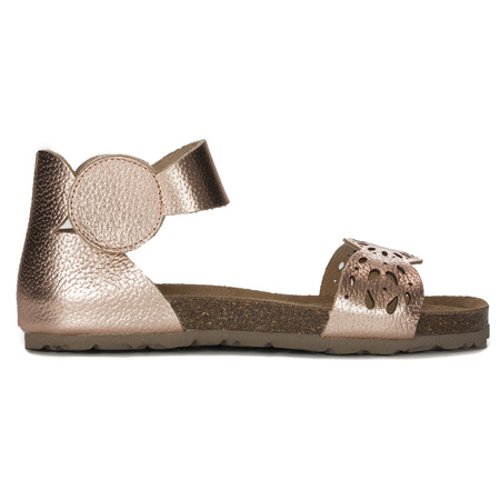 Yokono Women's leather sandals Villa Per Salmon pink and gold