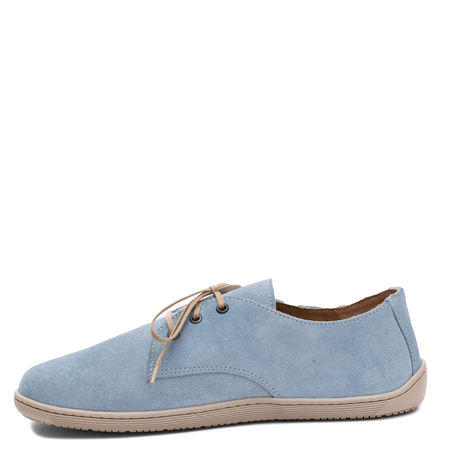 Maciejka Women's Suede Leather Lace-up Low Shoes Pastel Blue 06900-06/00-1