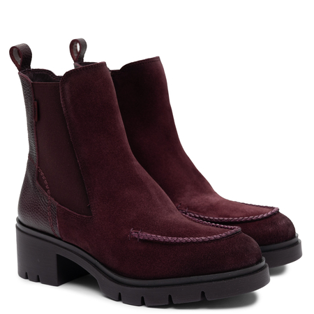 Hispanitas Leather Ankle Boots With a Stable Heel in Burgundy HI265100