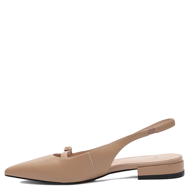 Maciejka Leather Slingback Pumps Flat Heel Beige K7449-04/00-1