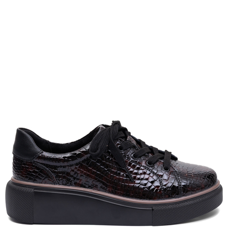 Sokolski Stylish Patent Leather Women's Platform Low Shoes Crocodile Pattern Burgundy TS-J25-286