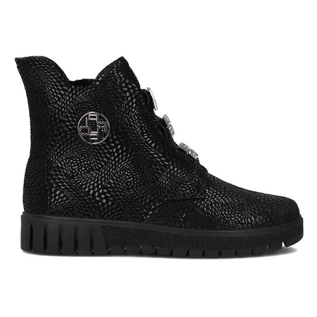 Filippo Black Patternt Suede Ankle Boots for Women