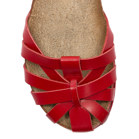 Maciejka Leather Flat Sandals With Adjustable Strap Red 03074-08/00-0