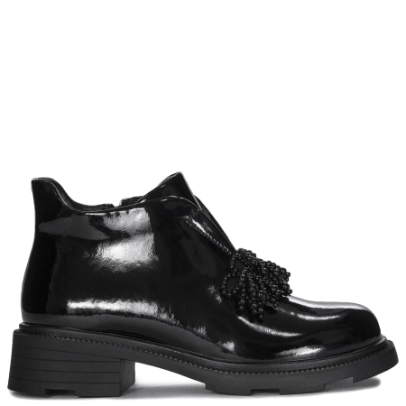 Filippo Leather Patent Block-Heel Ankle Boots Warm Lining Black DBT6370/25BK