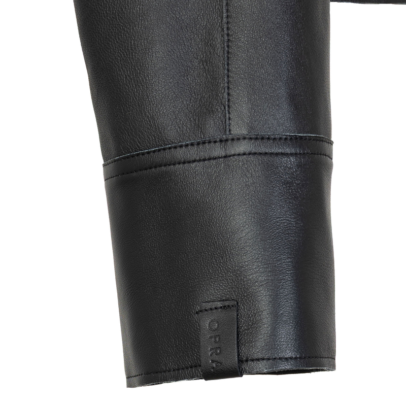 OPRA Oversize Leather Jacket With Hood Black OP-ZAHRA-BLACK