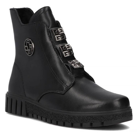 Filippo Black Leather Ankle Boots for Women