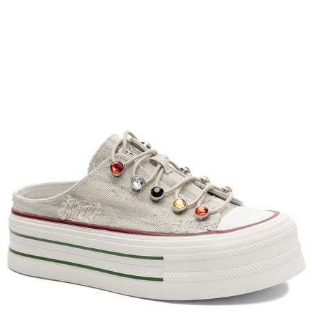 GOE TT2N4076 Women's Slip-On Platform Sneakers With Crystals Grey TT2N4076