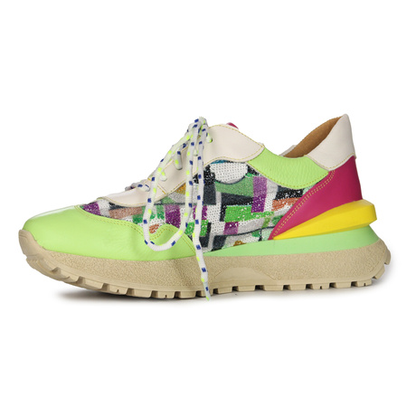 Maciejka Women's Leather Green Pink Sneakers