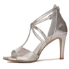 Maciejka Leather T-Bar Sandals Stiletto Heel Buckle Silver 2755J-35/00-1