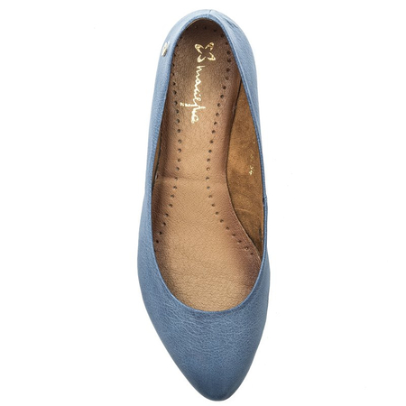 Maciejka Leather Almond-Toe Ballet Flats Navy-Jeans 04100-17/00-8
