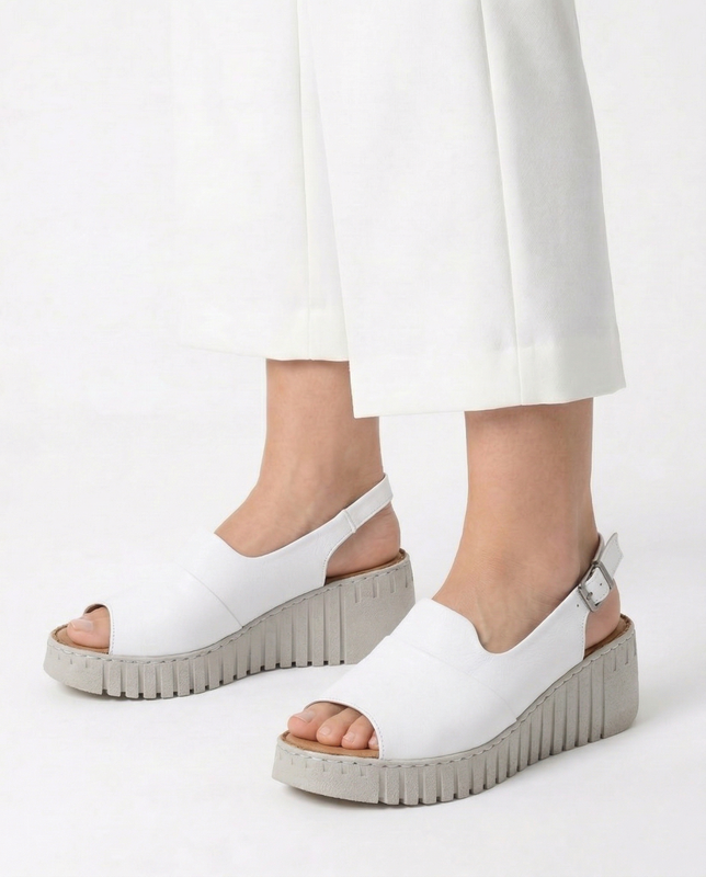 Artiker Leather Comfortable Wedge Sandals White 54C0786