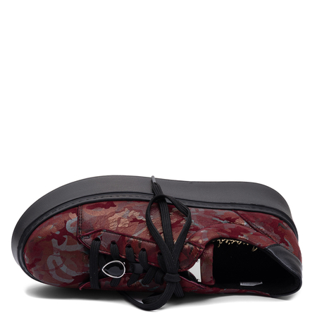 Maciejka Leather Women's Platform Sneakers Burgundy Low Shoes 6191W-14/00-8