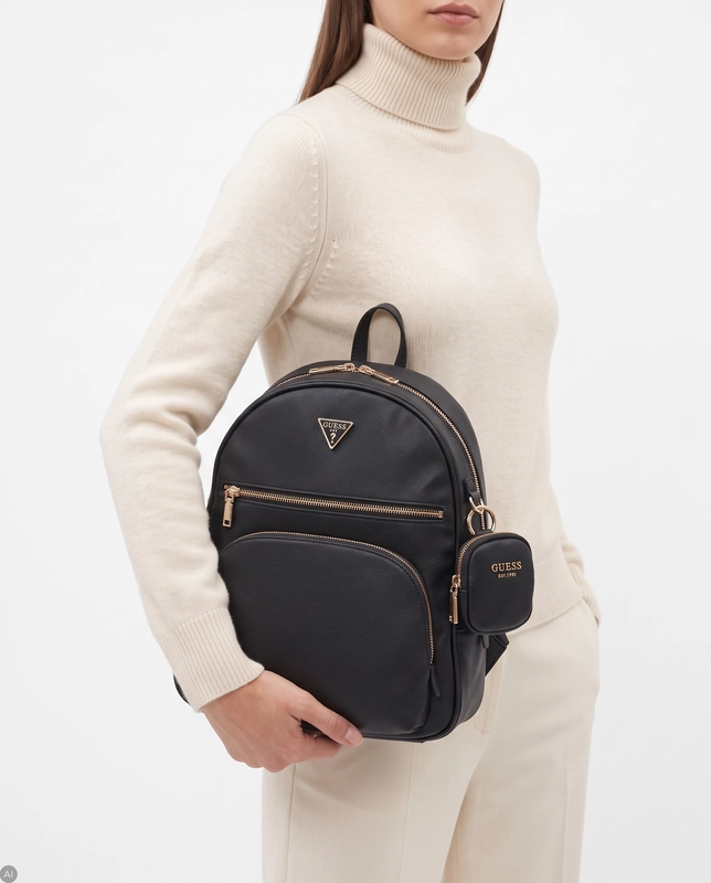 Guess Stylowy Miejski Plecak Damski Pojemny Czarny HWBG7124350-BLK