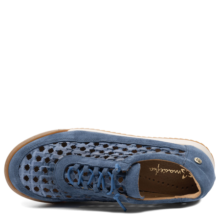 Maciejka Skórzane Sneakersy Ażurowe Granatowe 07323-17/00-1