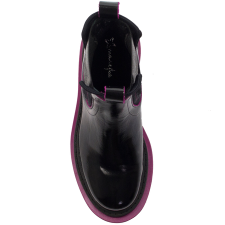 Maciejka Women's Black and Fuxia Details Leather Boots