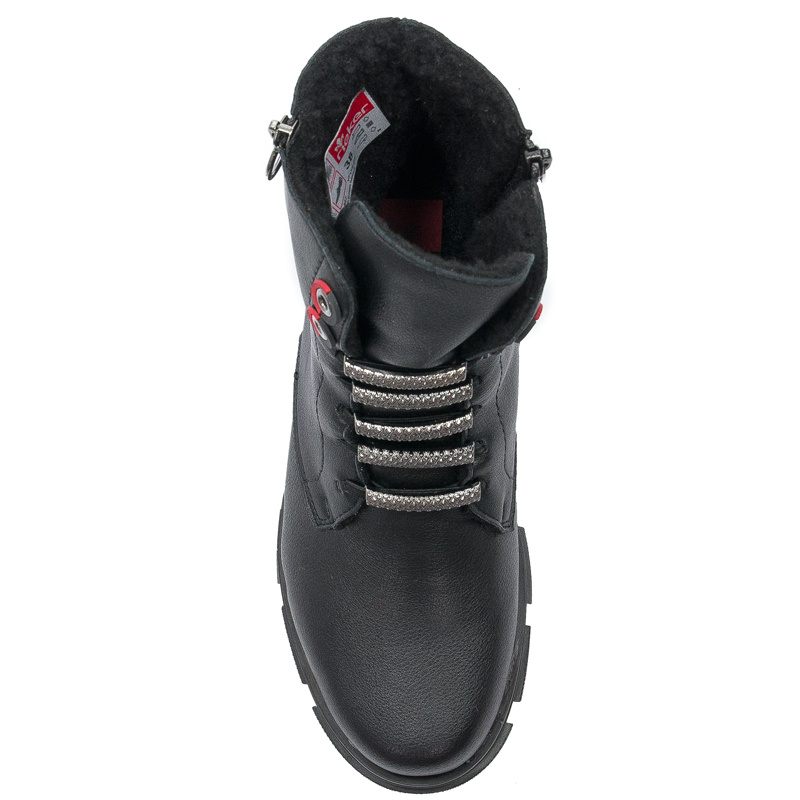 Botki damskie Rieker Y7172-00 Black ocieplane Czarne