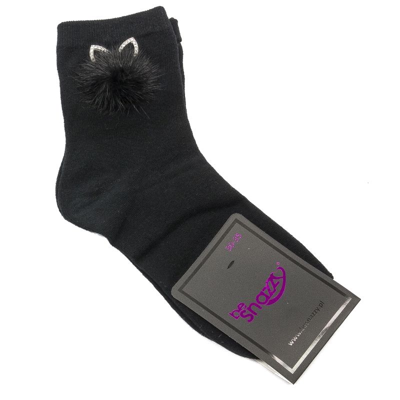 Children's socks Be Snazzy SK-41 Black Pomponik ears