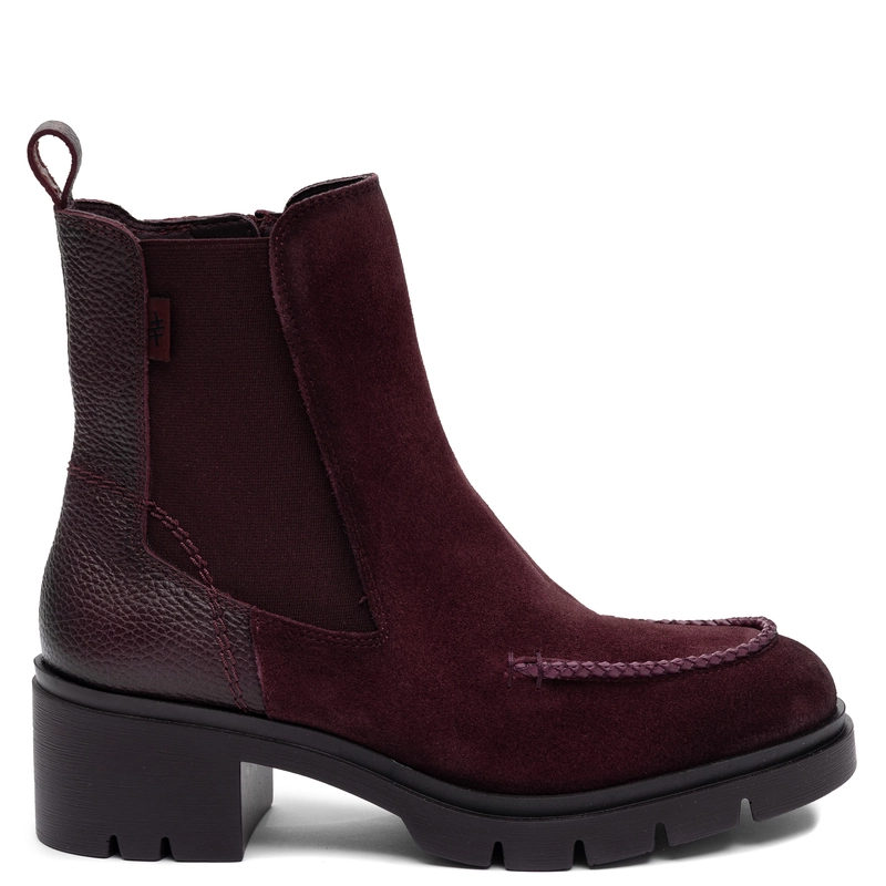 Hispanitas Leather Ankle Boots With a Stable Heel in Burgundy HI265100