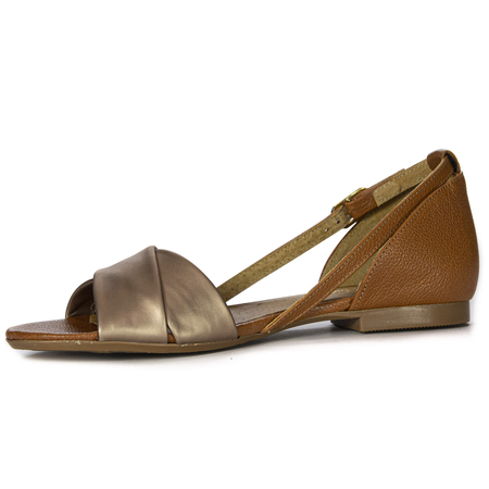 Maciejka Leather Flat Sandals With Closed Heel Rust + Dark Gold 04614-29/00-5
