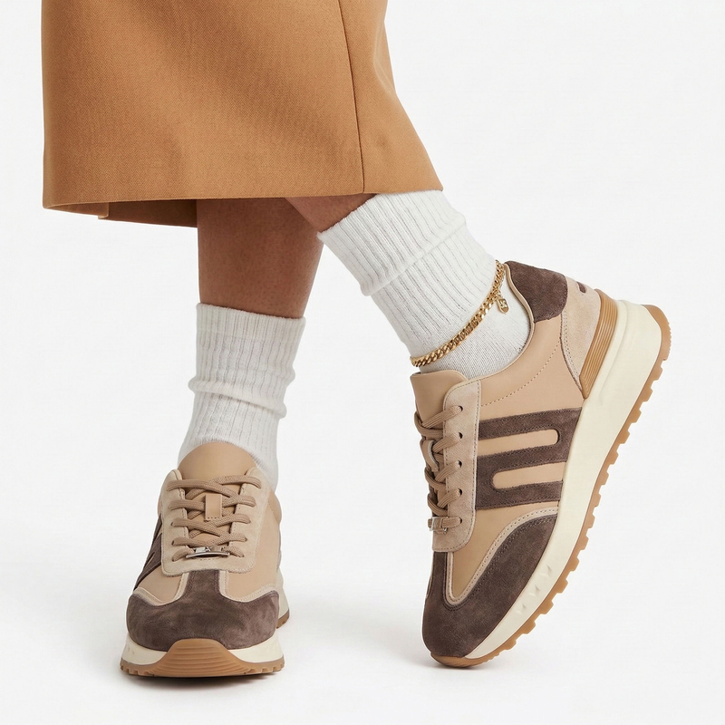 Filippo Skórzane Sneakersy Damskie Beżowe DP7733-26-BE