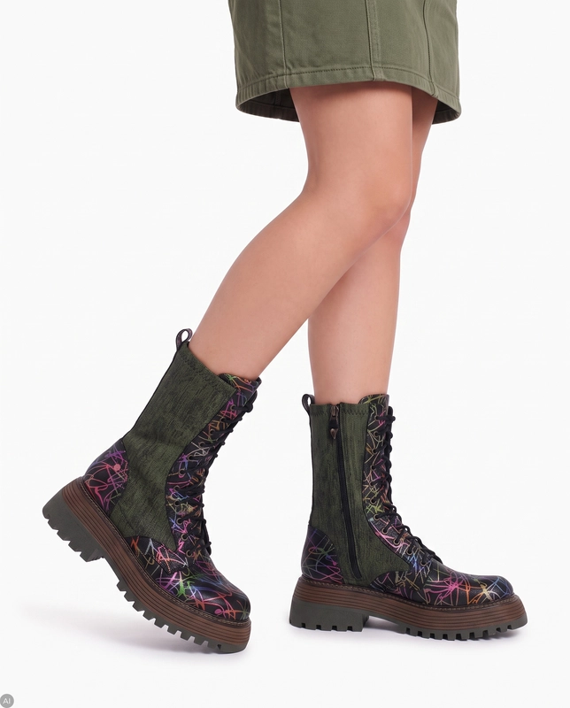 Maciejka  Women's Black and Green Boots