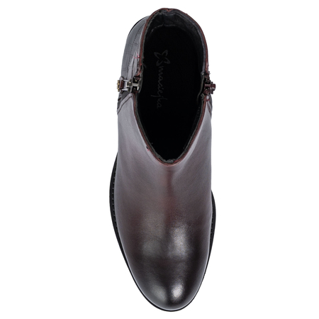 Maciejka Leather Ankle Boots Block Heel Bordeaux H7170-23/00-7