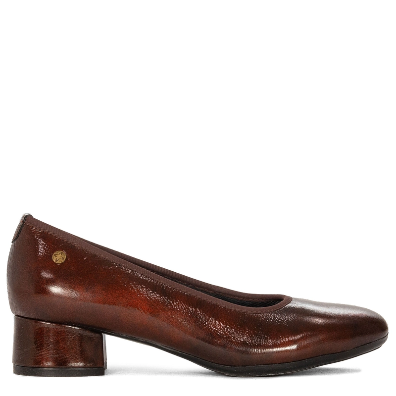 Maciejka Leather Comfortable Pumps Low Block Heel Bordeaux P7224-23/00-7