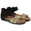 Yokono Women's Black Leather Sandals