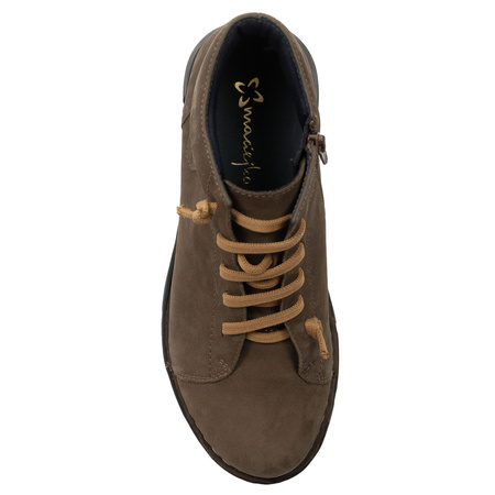 Maciejka Boots Elastic Laces Ankle Boots Side Zipper Brown P7240-12/00-1