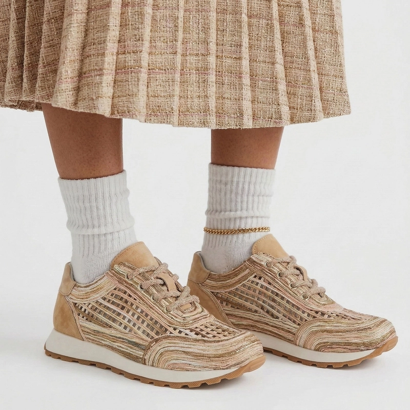 Filippo Skórzane Sneakersy z Plecionką Ażurowe Beżowe DP7720-26-BE