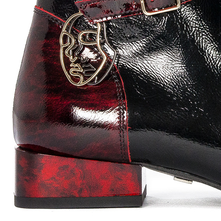 Maciejka Patent Leather Lace-Up Ankle Boots Side Zipper Burgundy 5743A-23/00-7