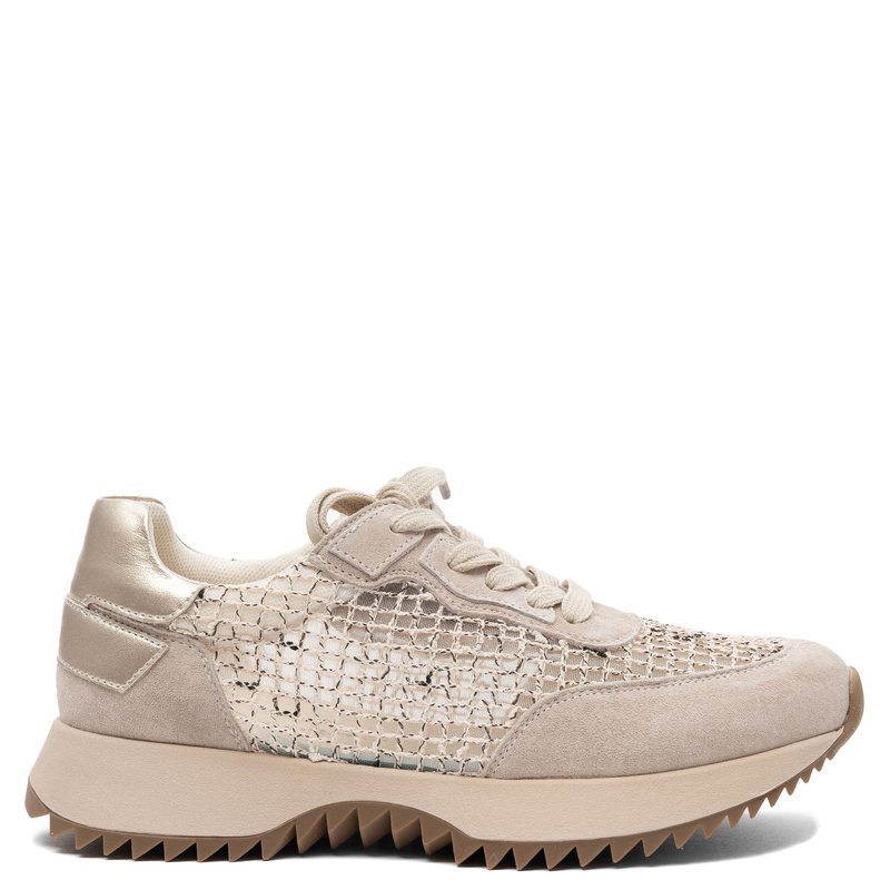 Filippo Leather Openwork Sneakers Lace-Up Platform Shoes Beige DP7707-26-BE