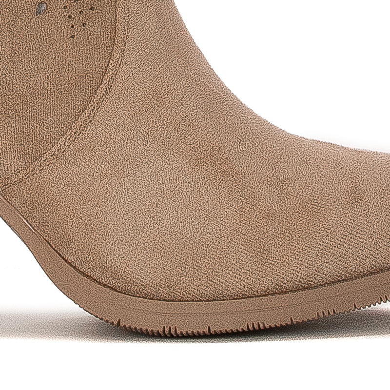D&A Women's Spring Openwork Heeled Beige Boots
