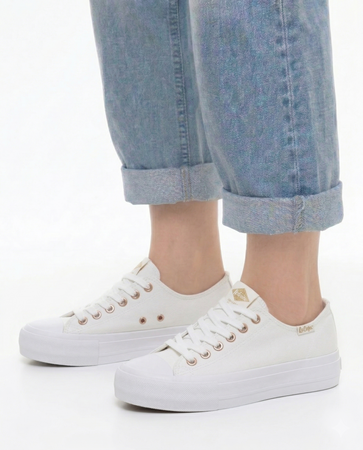 Lee Cooper Platform Sneakers Women's Canvas Shoes White LCW-26-31-4369L