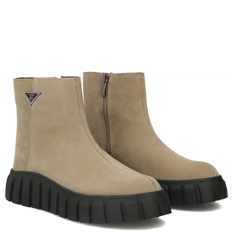 Filippo Suede Ankle Boots Platform Side-Zip Brown DBT6301-25-TP