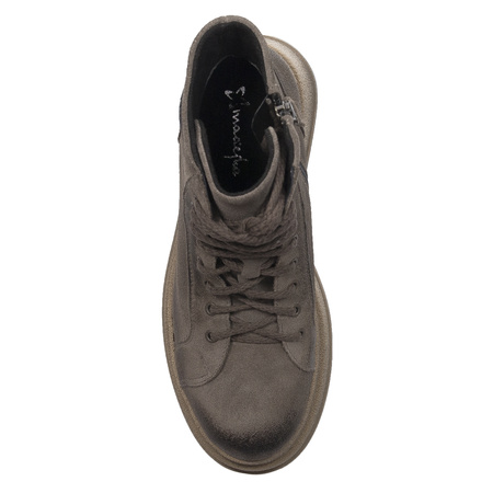 Women's Leather Ankle Boots on a Platform, Warm Brown 06309-02/00-8