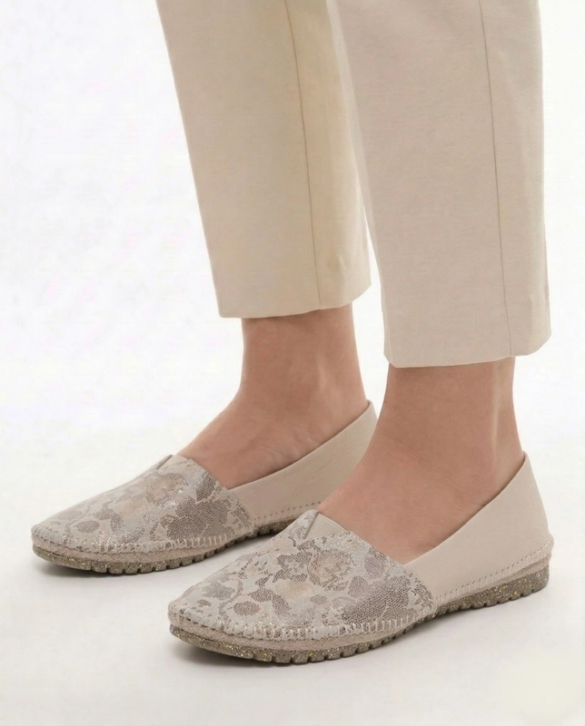 Maciejka Women's Leather Loafers Floral Pattern Beige 1930W-58/00-0