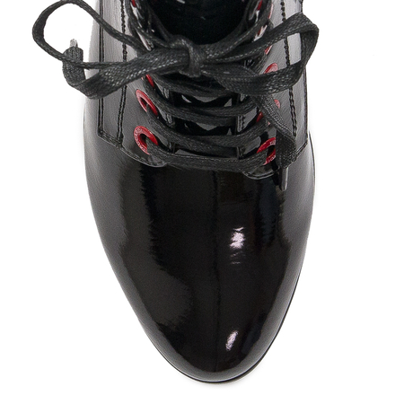 S.Barski Women's boots ankle boots black lacquered