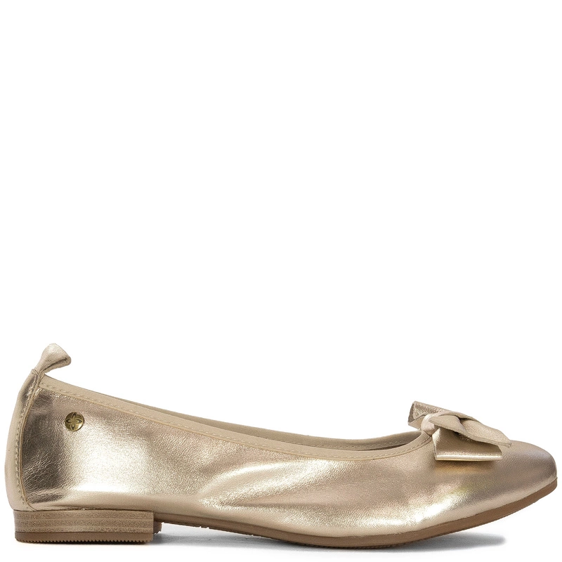 Maciejka Leather Ballerinas With Bow Gold P6802-25/00-0