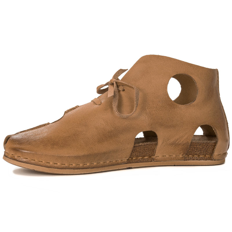 Maciejka Leather Cut-Out Lace-Up Shoes Flat Brown-Beige 03426-19/00-6