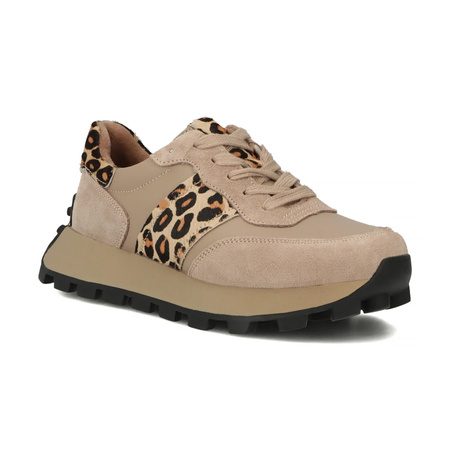 Filippo Beige Leopard Leather Sneakers