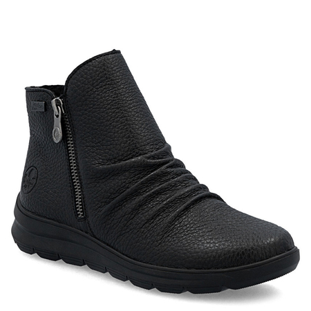Rieker Botki Damskie Z Ozdobnym Zamkiem Po Boku Czarne Z0056-00-BLACK
