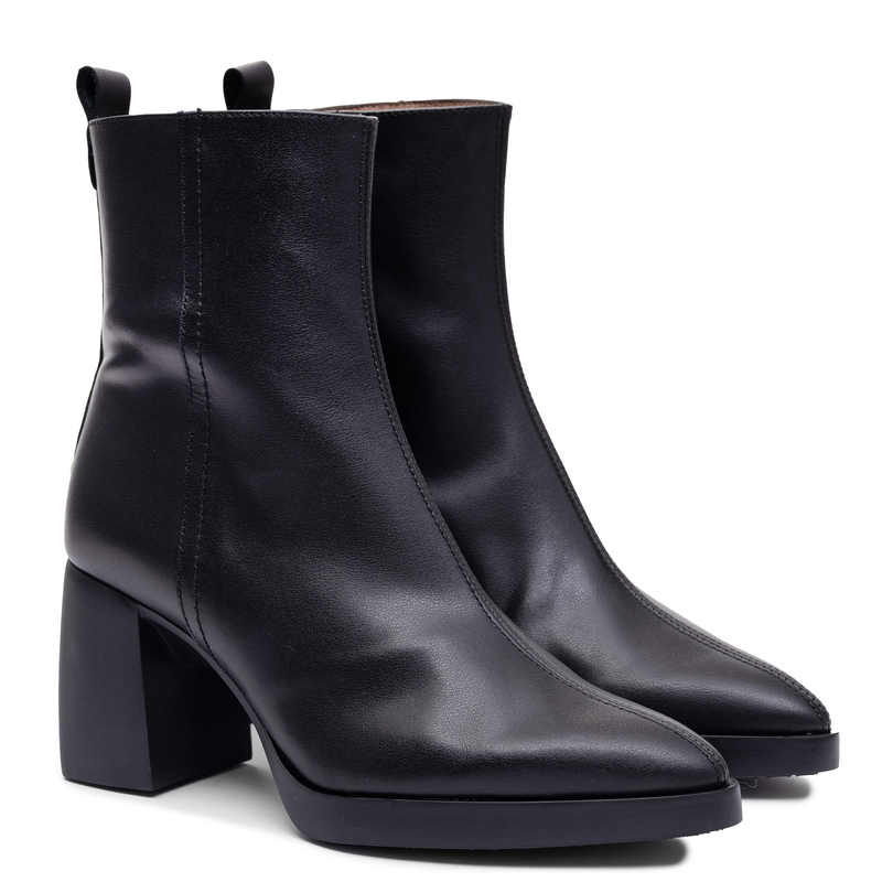 Wonders Botki Skórzane Czarne L-1601-Isy-Negro