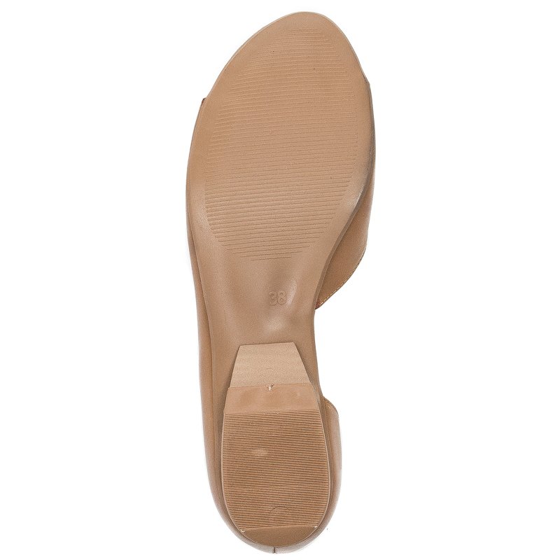 Maciejka Leather Peep-Toe Flats Low-Heel Shoes Rust 00554-44/00-5